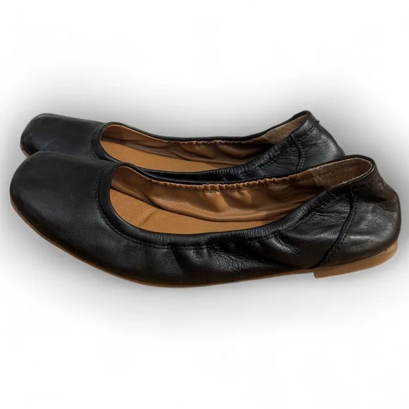 Lucky Brand Ballet Flats Black Leather Square toe 7.5 - Picture 5 of 11